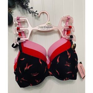 Juicy Couture Push-up Bra Chili Pepper 3 Pack Valentines Size 34C